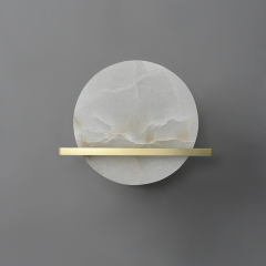 Modern Gold Transmission Wall Lamp Wall Sconce with Marble Round Shade Diffuser for Living Room/ Kitchen/ Bedside