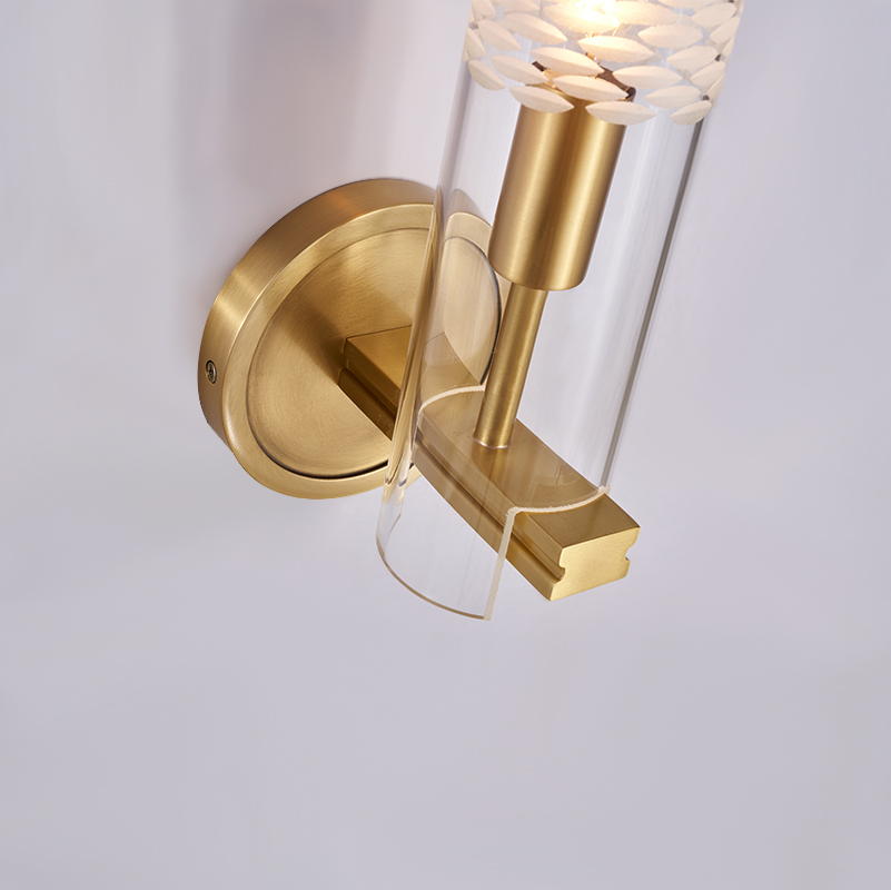 Minimalist Simple Brass Wall Lamp Cylinder Sculpture Shade Wall Sconce for Living Room Hallway Bedroom