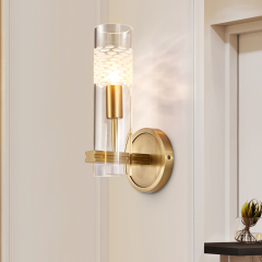 Minimalist Simple Brass Wall Lamp Cylinder Sculpture Shade Wall Sconce for Living Room Hallway Bedroom