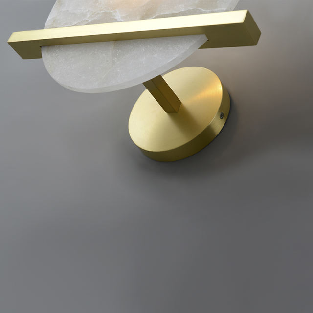Modern Gold Transmission Wall Lamp Wall Sconce with Marble Round Shade Diffuser for Living Room/ Kitchen/ Bedside