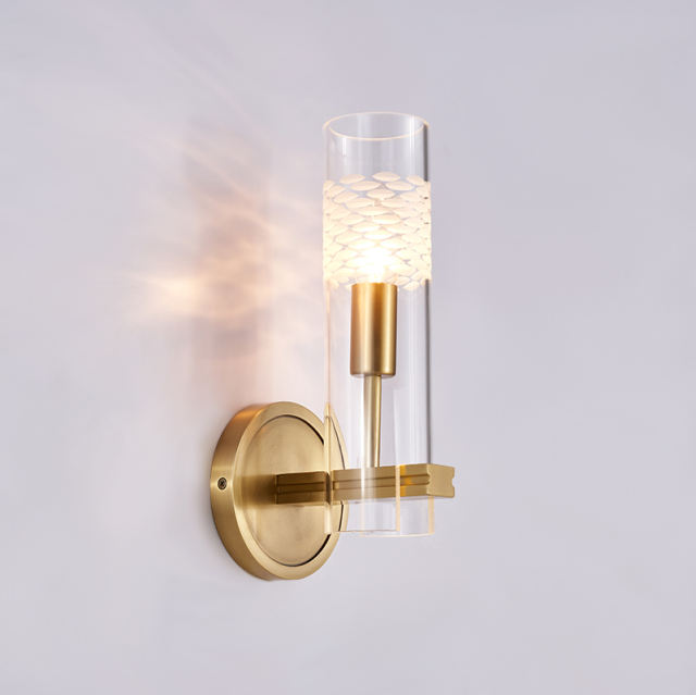 Minimalist Simple Brass Wall Lamp Cylinder Sculpture Shade Wall Sconce for Living Room Hallway Bedroom