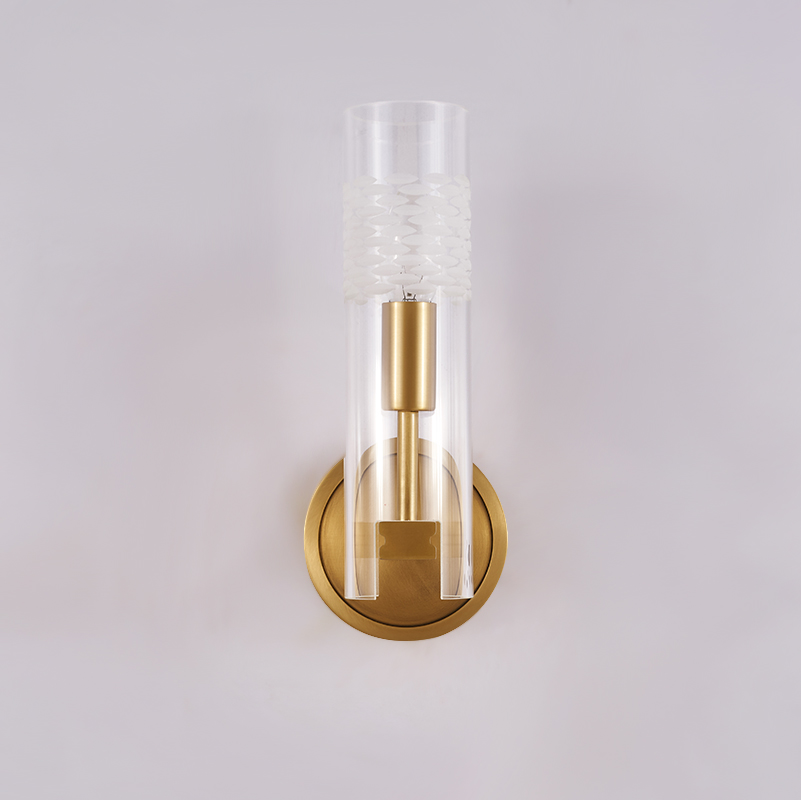 Minimalist Simple Brass Wall Lamp Cylinder Sculpture Shade Wall Sconce for Living Room Hallway Bedroom