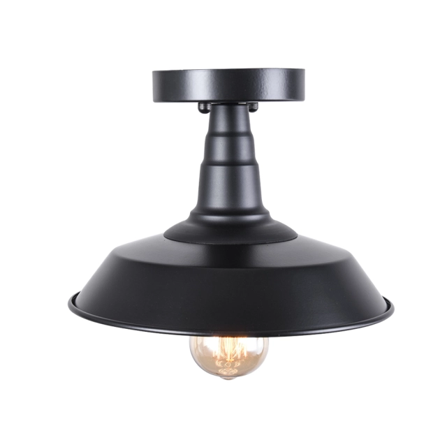 Modern Farmhouse Style One Light Vintage Black Dome Flush Mount Ceiling Light for Entryway/Kitchen