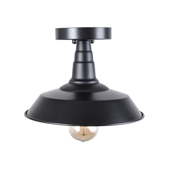 Modern Farmhouse Style One Light Vintage Black Dome Flush Mount Ceiling Light for Entryway/Kitchen