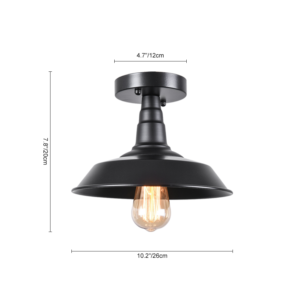 Modern Farmhouse Style One Light Vintage Black Dome Flush Mount Ceiling Light for Entryway/Kitchen