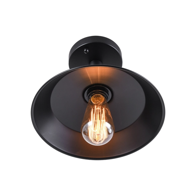 Modern Farmhouse Style One Light Vintage Black Dome Flush Mount Ceiling Light for Entryway/Kitchen