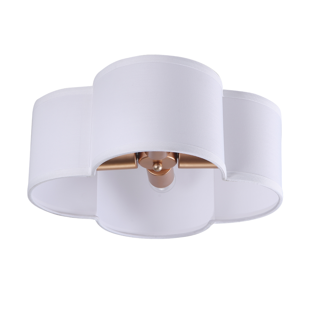 Elegant Modern Scalloped 4-Light Fabric Shade Semi-Flush Ceiling Light in Brushed Gold/ Black Finish for Bedroom Hallway