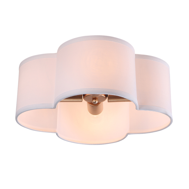 Elegant Modern Scalloped 4-Light Fabric Shade Semi-flush Ceiling Light in Brushed Gold/ Black Finish