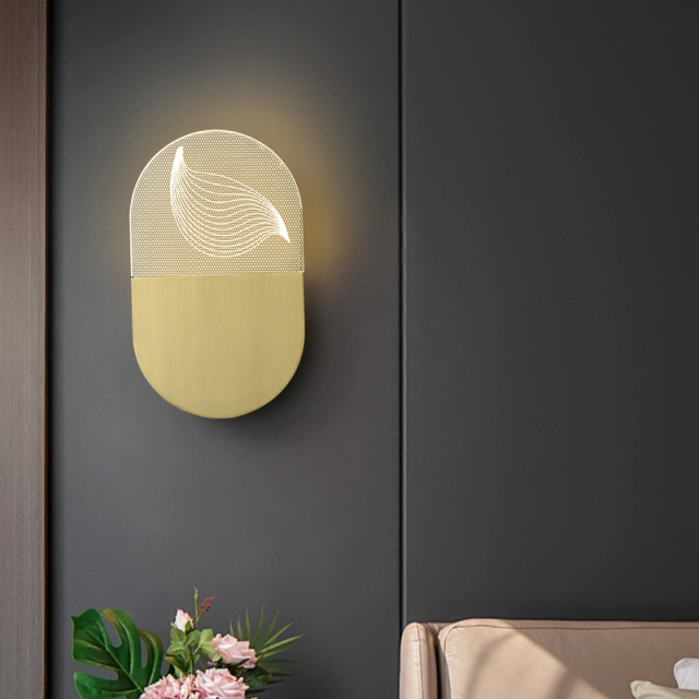 Modern Creative Oval Mini Wall Sconce LED Wall Light Bedroom Bedside Light in Black/ Gold