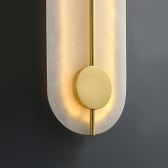 Modern Marble Oval Mini Wall Sconce LED Wall Light Bedroom Bedside Light in Gold