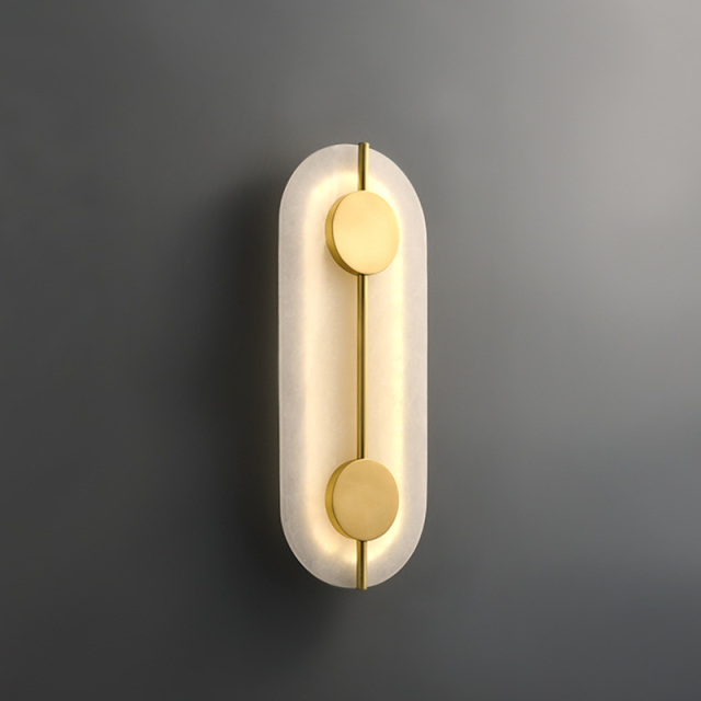 Modern Marble Oval Mini Wall Sconce LED Wall Light Bedroom Bedside Light in Gold