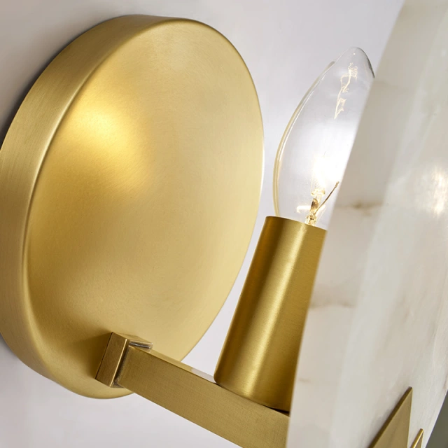 Modern Marble Round Circle Mini Wall Sconce Wall Light in Brass for Bedroom Bedside/ Living Room/ Hallway
