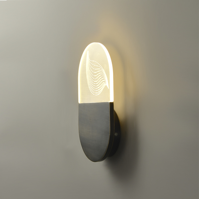 Modern Creative Oval Mini Wall Sconce LED Wall Light Bedroom Bedside Light in Black/ Gold