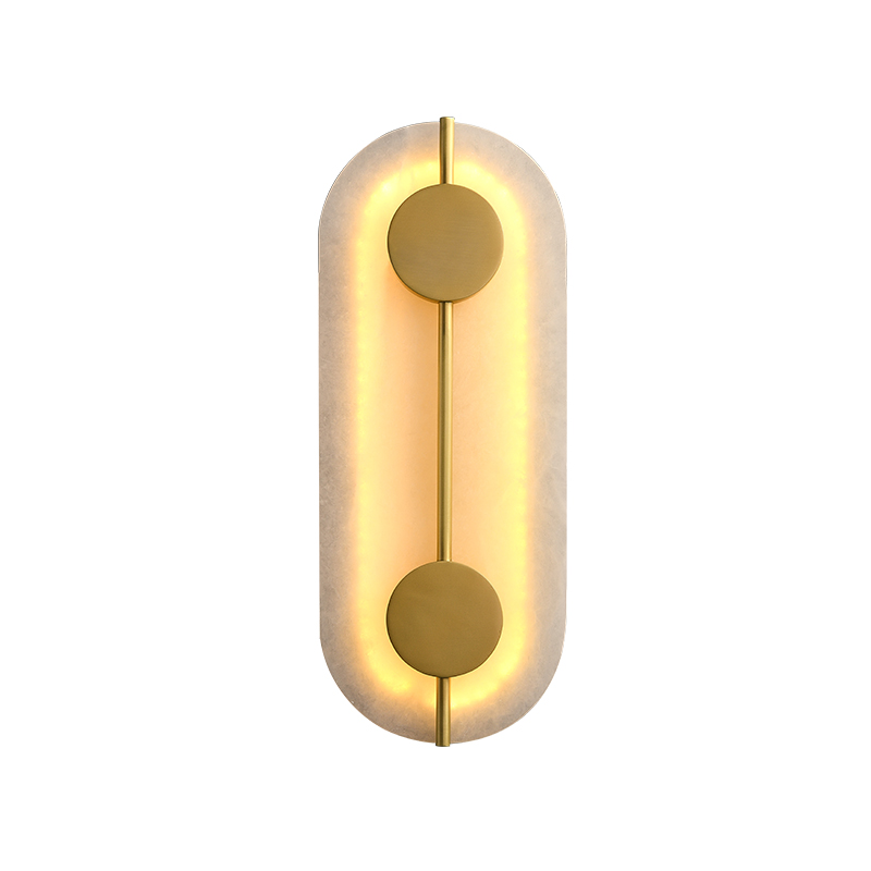 Modern Marble Oval Mini Wall Sconce LED Wall Light Bedroom Bedside Light in Gold