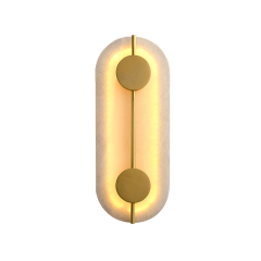 Modern Marble Oval Mini Wall Sconce LED Wall Light Bedroom Bedside Light in Gold