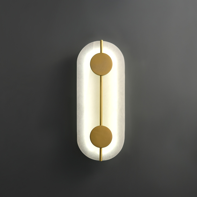 Modern Marble Oval Mini Wall Sconce LED Wall Light Bedroom Bedside Light in Gold