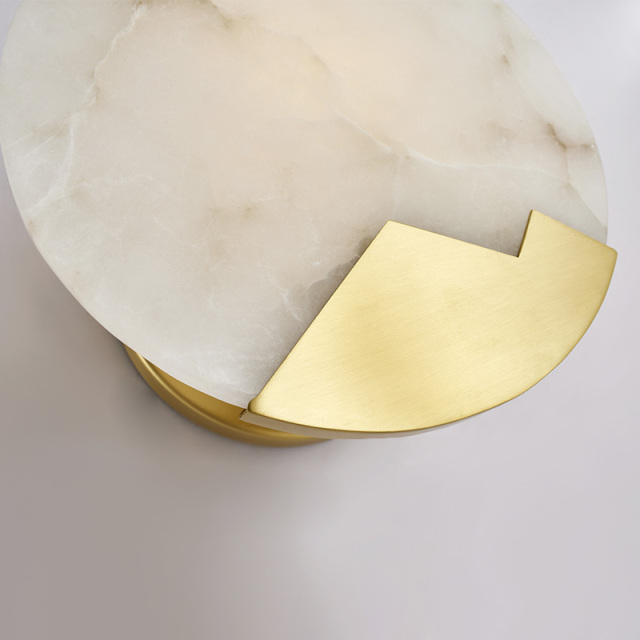 Modern Marble Round Circle Mini Wall Sconce Wall Light in Brass for Bedroom Bedside/ Living Room/ Hallway