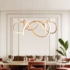 Modern Style 21"W Draped Ribbon LED Chandelier in White For Restaurant Dining Room Bedroom Showroom Living Room