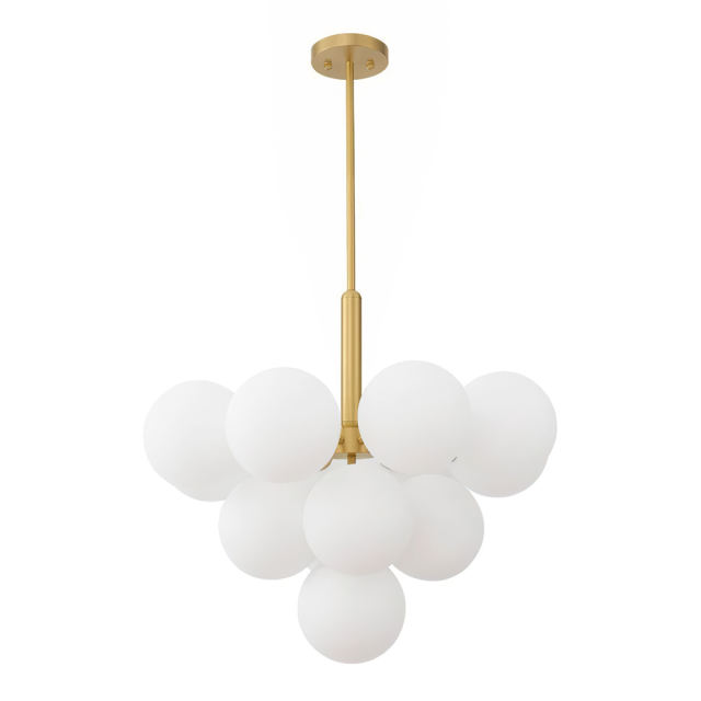 Glam Modern 5/13 Light Opal Glass Bubble Cluster Grape Chandelier in Brass Finish for Living /Dining Room