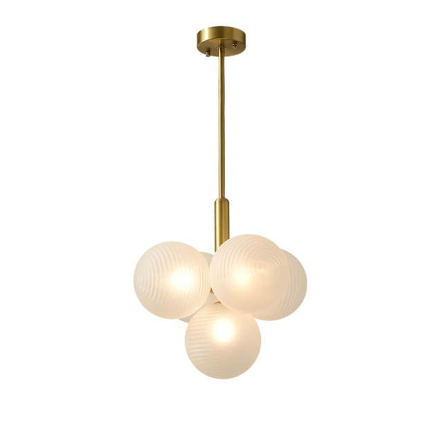 Luxury Modern 5/13 Light Brass Bubble Cluster Grape Chandelier in Opal Textured White Glass Shade for Living /Dining Room