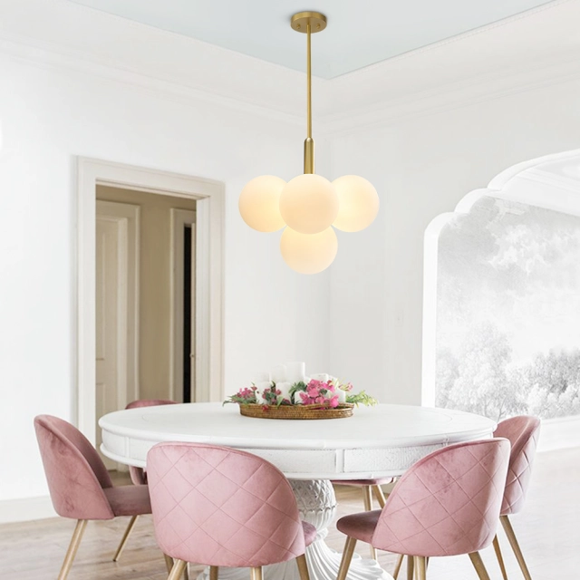 Glam Modern 5/13 Light Opal Glass Bubble Cluster Grape Chandelier in Brass Finish for Living /Dining Room