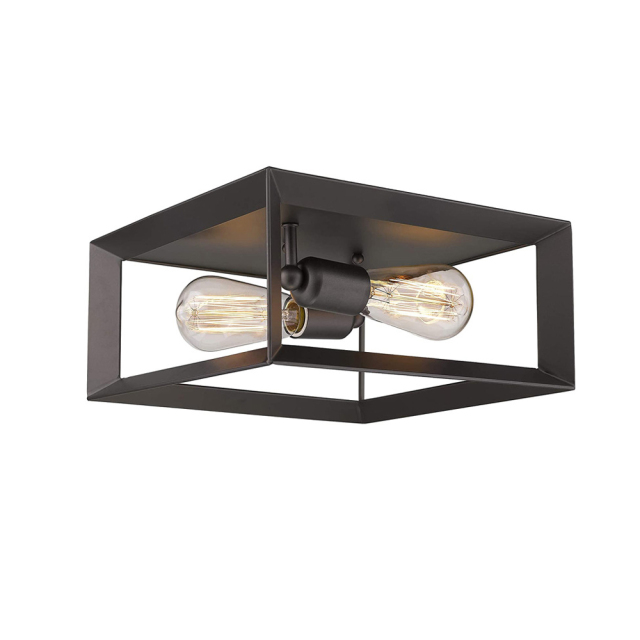 Modern Farmhouse Square Metal Flush Mount Ceiling Light Fixtures in Black/ Gold Finish