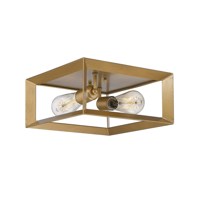 Modern Farmhouse Square Metal Flush Mount Ceiling Light Fixtures in Black/ Gold Finish