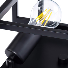 3-Light Modern Farmhouse Flush Mount Square Metal Cage Ceiling Light Fixtures in Black Finish