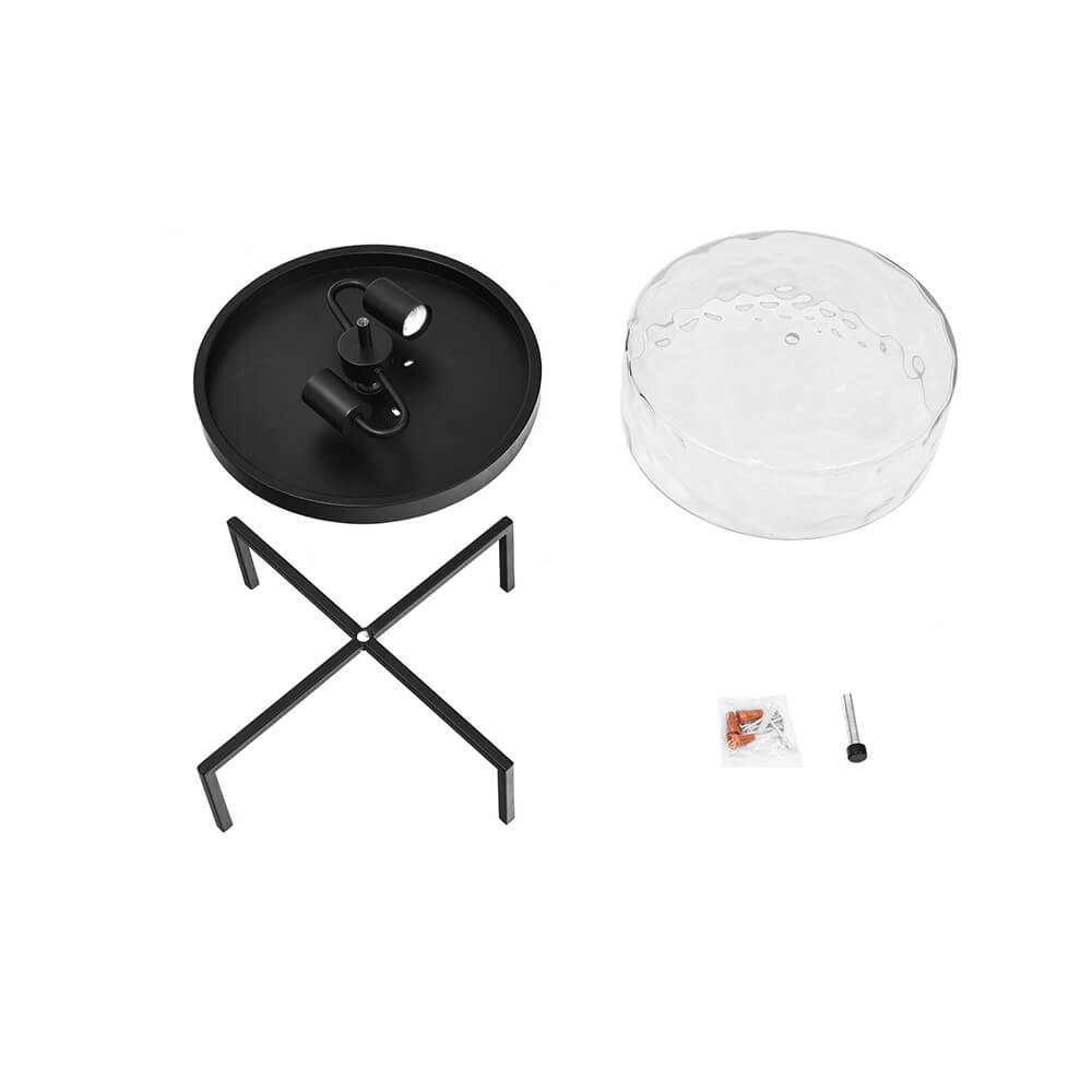 Mid-century Modern Farmhouse Industrial Drum Flush Mount Industrial Seeded Glass Shade Ceiling Light Fixtures for Hallway/Entryway/Kitchen