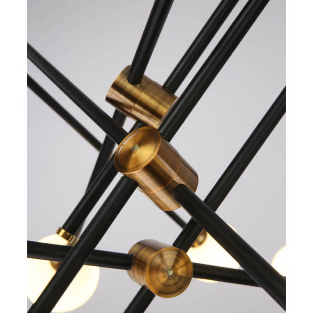 Modern Mid-Century Linear Sputnik Chandelier with Hand-blown Glass for Living /Dining Room
