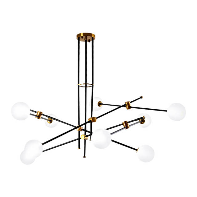 Modern Mid-Century Linear Sputnik Chandelier with Hand-blown Glass for Living /Dining Room