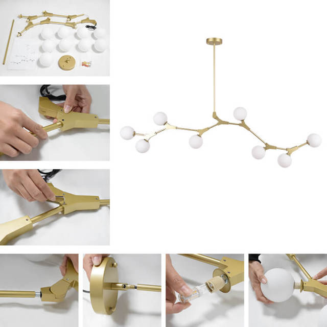 Contemporary Organic Branching 8 Light Chandelier for Dining Room Living Room Bedroom