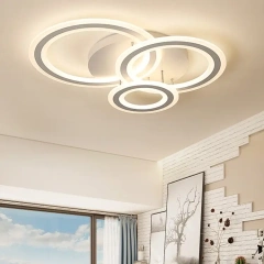 Modern Lighting LED 3 Rings Semi Flush Mount Ceiling Light for Bedroom Living Room Kitchen