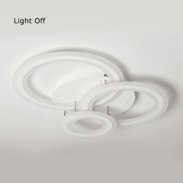 Modern Lighting LED 3 Rings Semi Flush Mount Ceiling Light for Bedroom Living Room Kitchen