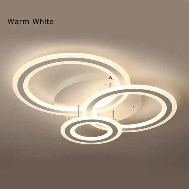 Modern Lighting LED 3 Rings Semi Flush Mount Ceiling Light for Bedroom Living Room Kitchen