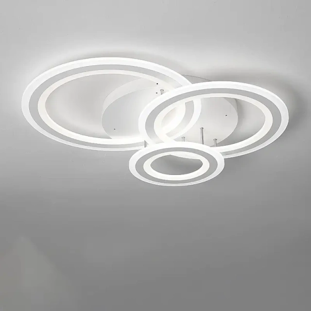 Modern Lighting LED 3 Rings Semi Flush Mount Ceiling Light for Bedroom Living Room Kitchen