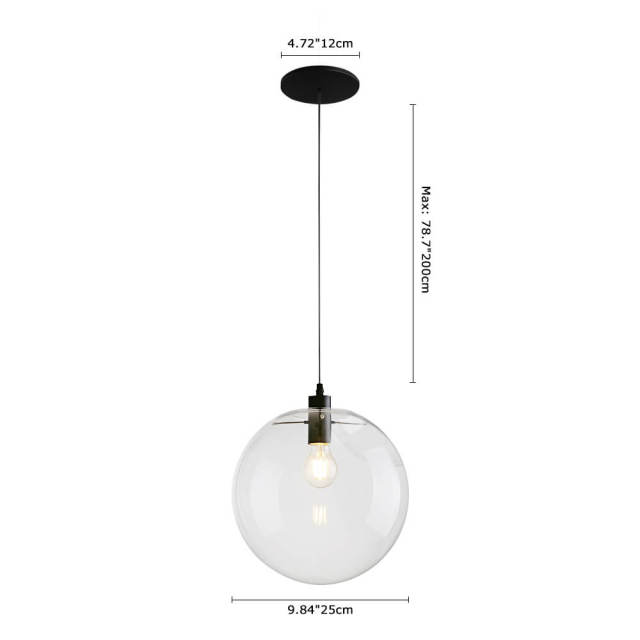 Northern Modern 1 Light Globe Pendant Lamp with Hand-blown Glass Shade for Kitchen Restaurant Bar