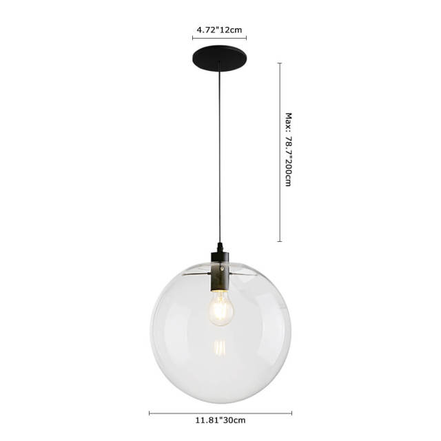 Northern Modern 1 Light Globe Pendant Lamp with Hand-blown Glass Shade for Kitchen Restaurant Bar