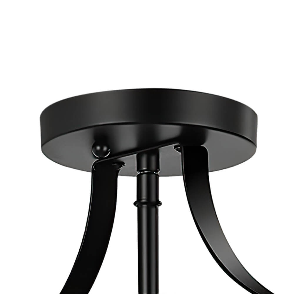 Modern Farmhouse Metal Drum Semi Flush Mount Black Open Cage Ceiling Light  Fixture
