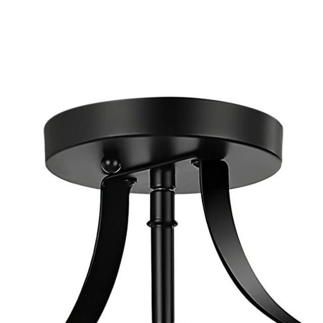 Modern Farmhouse Metal Drum Semi Flush Mount Black Open Cage Ceiling Light  Fixture