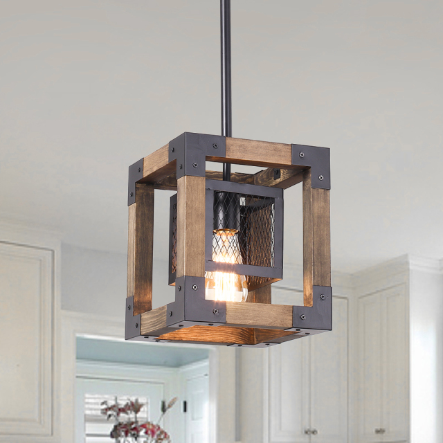 Farmhouse Rustic One Light Island Pendant Light for Kitchen/Dining Room/Living Room