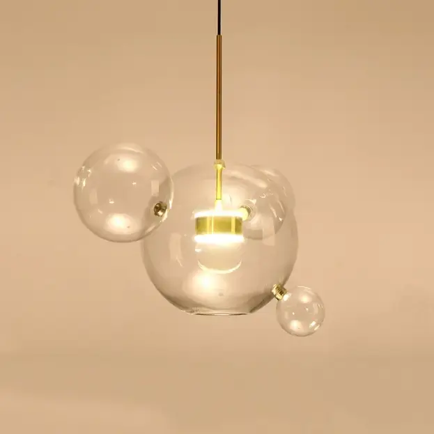 Modern Soap Bubble Pendant Light Clear Globe Glass 1 Light LED Pendant Light Dimmable with Remote