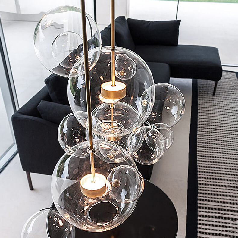 Modern Soap Bubble Pendant Light Clear 