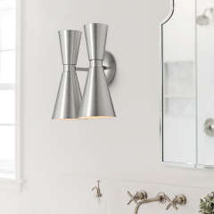 2-Light Modern Hourglass Wall Sconces Starry Wall Lamp in Silver/ Brass+Silver Finish for Living /Dining Room /Hallway