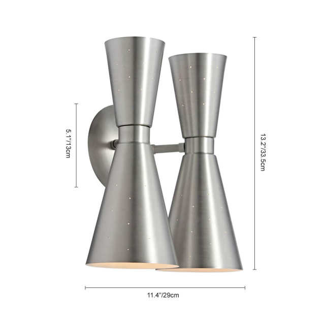 2-Light Modern Hourglass Wall Sconces Starry Wall Lamp in Silver/ Brass+Silver Finish for Living /Dining Room /Hallway