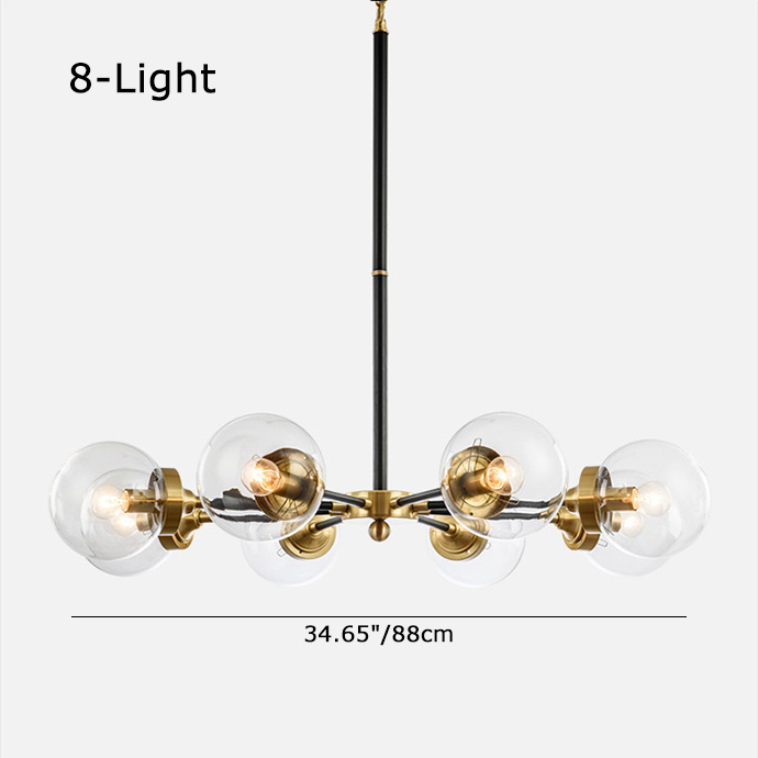 Mid-Century Modern 3/6/8 Light Radial Globe Sputnik Chandelier with Bubble Clear Glass Shade for Kitchen/Living Room