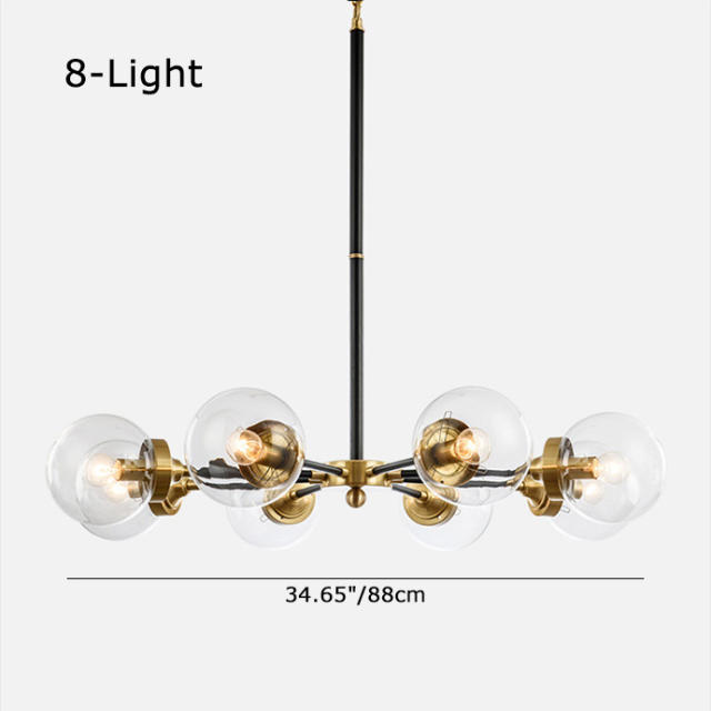 Mid-Century Modern 3/6/8 Light Radial Globe Sputnik Chandelier with Bubble Clear Glass Shade for Kitchen/Living Room
