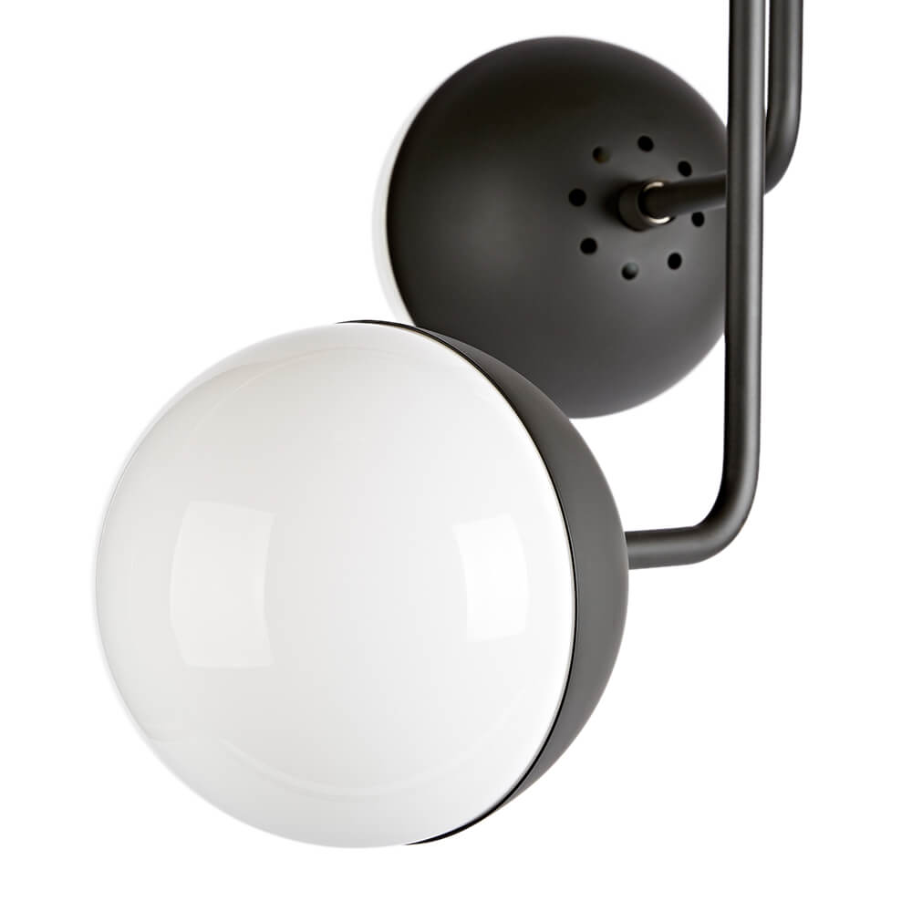 Modern Mid-century 3-Light Curved Arms Semi Flush Mount with Opal Globes for Living /Dining Room /Bedroom