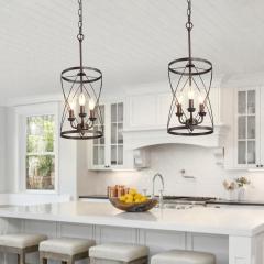 Industrial Rustic 3 Lights Drum Chandelier for Kitchen Dining Room