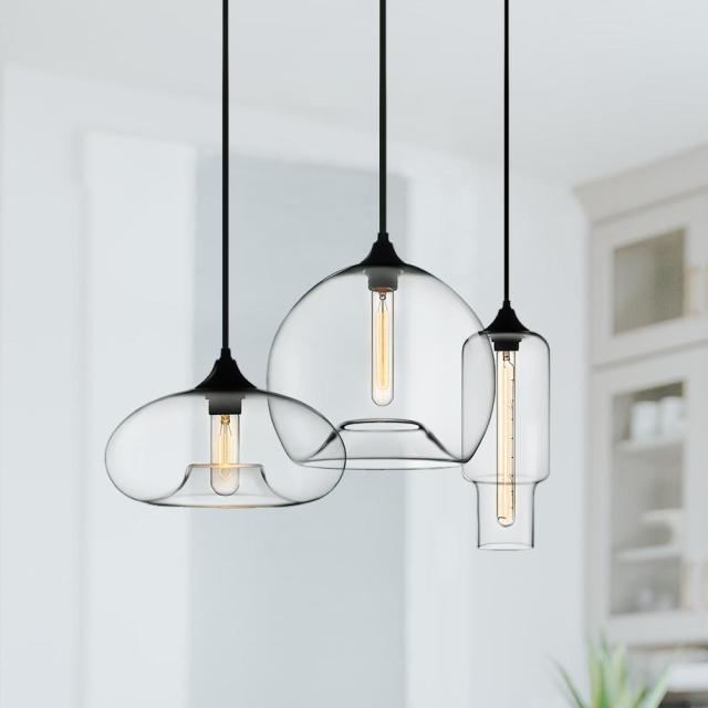 Modern Style 3 Light Pendant Light with Clear Glass Shade for Dining Room Kitchen Island